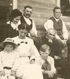 c1908 Bullis elders Elizabeth & John, sons Joseph & John Jay, Thad's wife Mary Whiting & sons Reginald & Stanley